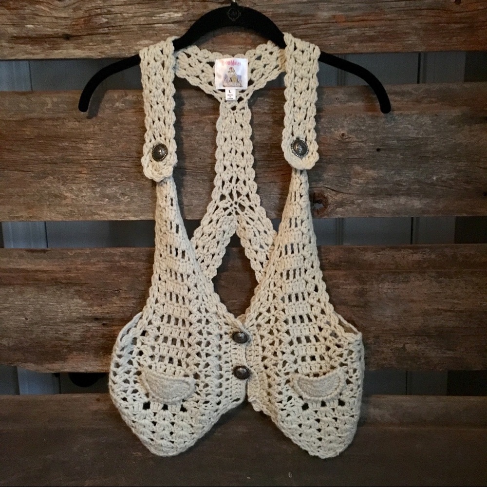 Boho crochet vest.